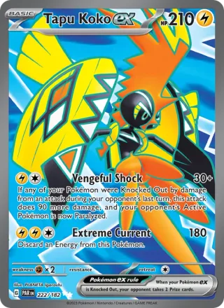 Tapu Koko ex #222 · Paradox Rift Pokémon card