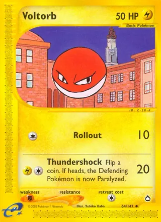 Voltorb #64 · Aquapolis Pokémon card