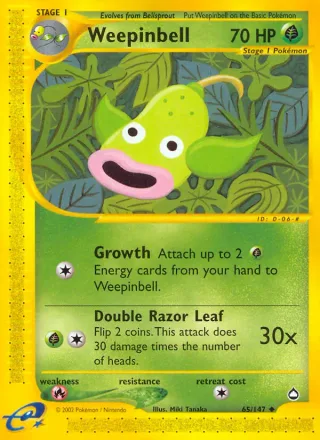 Weepinbell #65 · Aquapolis Pokémon card