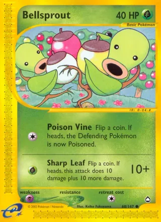 Bellsprout #68 · Aquapolis Pokémon card