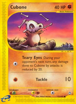 Cubone #72 · Aquapolis Pokémon card