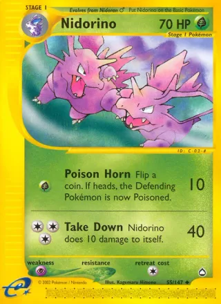 Nidorino #55 · Aquapolis Pokémon card