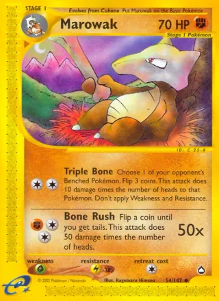 Marowak #54 · Aquapolis Pokémon card