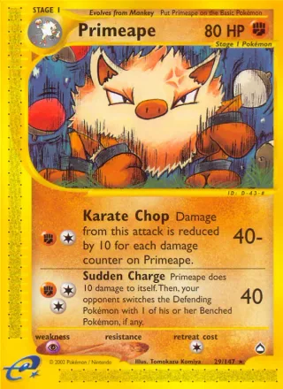 Primeape #29 · Aquapolis Pokémon card