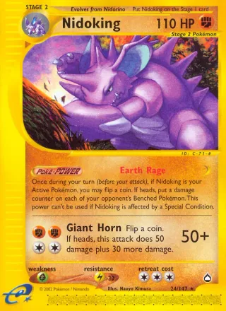 Nidoking #24 · Aquapolis Pokémon card