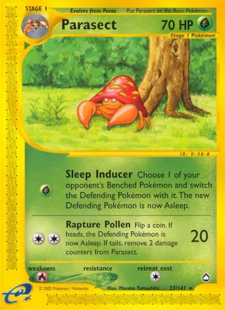 Parasect #27 · Aquapolis Pokémon card