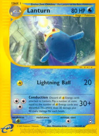 Lanturn #20 · Aquapolis Pokémon card