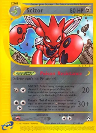 Scizor #32 · Aquapolis Pokémon card