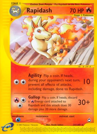 Rapidash #31 · Aquapolis Pokémon card