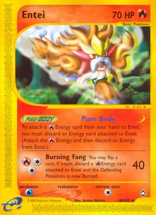 Entei #10 · Aquapolis Pokémon card