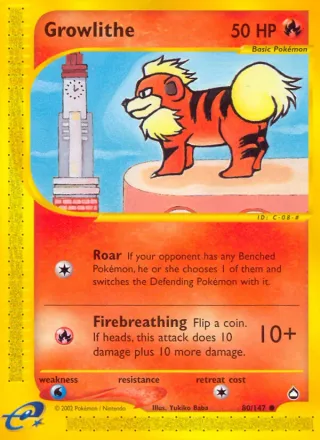 Growlithe #80 · Aquapolis Pokémon card