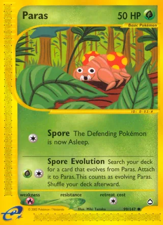 Paras #99 · Aquapolis Pokémon card