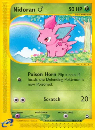Nidoran ♂ #96 · Aquapolis Pokémon card