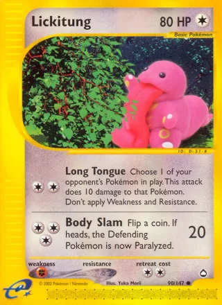Lickitung #90 · Aquapolis Pokémon card