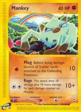 Mankey #92 · Aquapolis Pokémon card