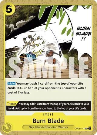 Burn Blade #OP08-117 · Two Legends Pre-Release Cards One Piece card