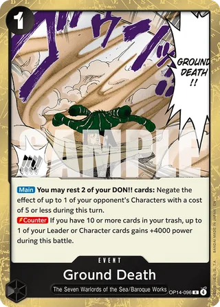 Ground Death #OP14-096 · The Azure Sea's Seven One Piece card