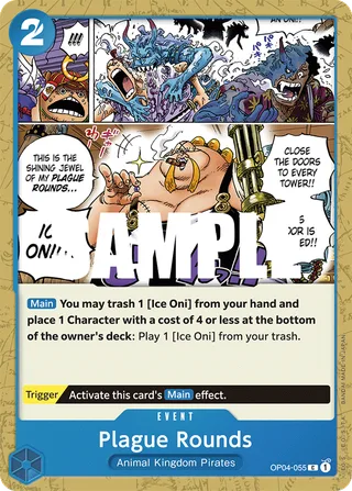 Plague Rounds #OP04-055 · Kingdoms of Intrigue Pre-Release Cards One Piece card