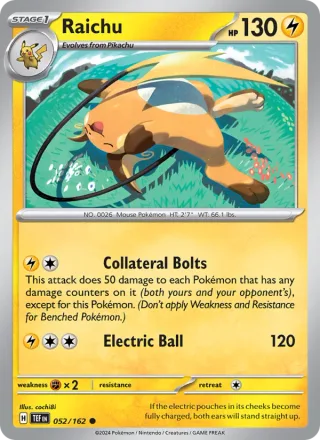 Raichu #052 · Temporal Forces Pokémon card
