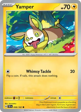 Yamper #058 · Temporal Forces Pokémon card
