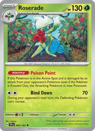 Roserade #009 · Temporal Forces Pokémon card