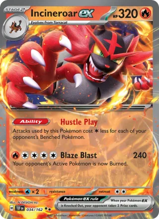 Incineroar ex #034 · Temporal Forces Pokémon card
