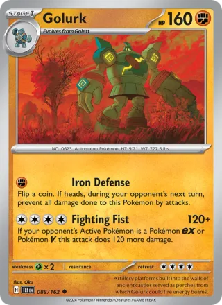 Golurk #088 · Temporal Forces Pokémon card