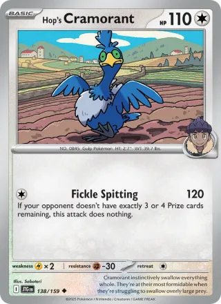 Hop's Cramorant #138 · Journey Together Pokémon card