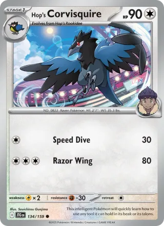 Hop's Corvisquire #134 · Journey Together Pokémon card