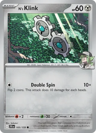 N's Klink #103 · Journey Together Pokémon card