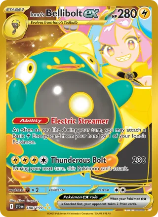 Iono's Bellibolt ex #188 · Journey Together Pokémon card