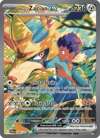 Hop's Zacian ex #186 · Journey Together Pokémon card