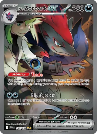 N's Zoroark ex #185 · Journey Together Pokémon card