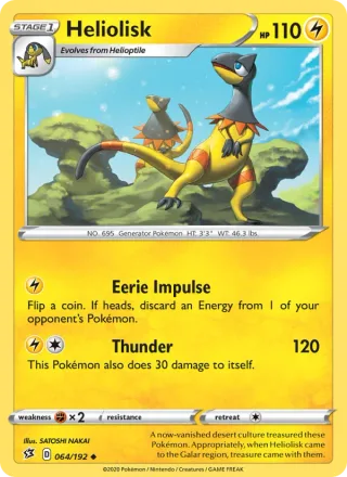 Heliolisk #64 · Rebel Clash Pokémon card