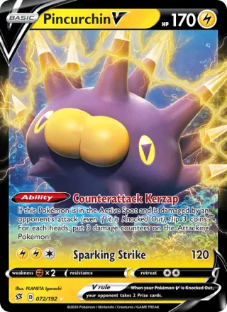 Pincurchin V #72 · Rebel Clash Pokémon card