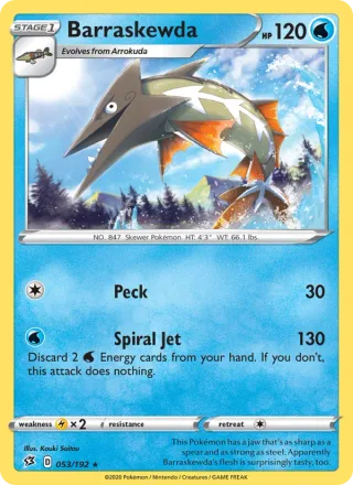 Barraskewda #53 · Rebel Clash Pokémon card