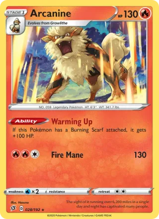 Arcanine #28 · Rebel Clash Pokémon card