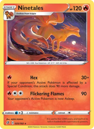 Ninetales #25 · Rebel Clash Pokémon card