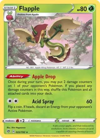 Flapple #22 · Rebel Clash Pokémon card