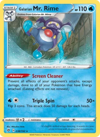 Galarian Mr. Rime #38 · Rebel Clash Pokémon card