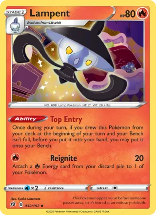Lampent #32 · Rebel Clash Pokémon card