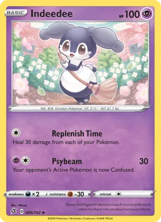 Indeedee #88 · Rebel Clash Pokémon card