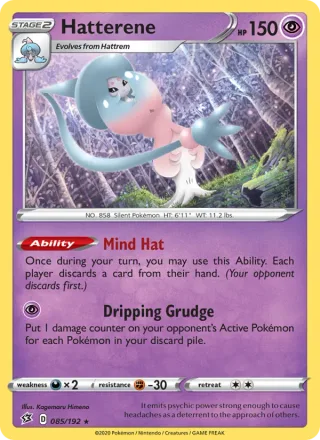 Hatterene #85 · Rebel Clash Pokémon card