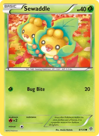 Sewaddle #8 · Plasma Storm Pokémon card