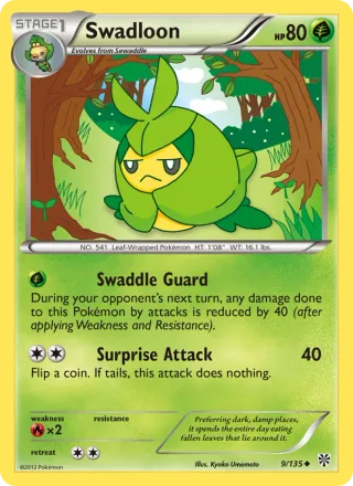 Swadloon #9 · Plasma Storm Pokémon card