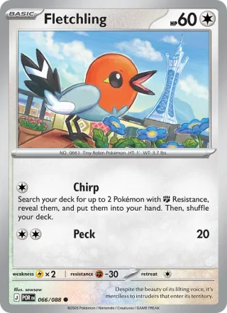 Fletchling #066 · Perfect Order Pokémon card