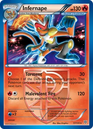Infernape #17 · Plasma Storm Pokémon card