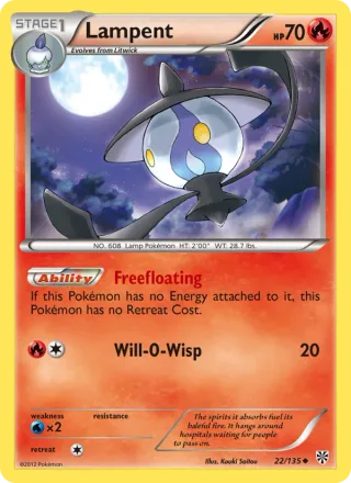 Lampent #22 · Plasma Storm Pokémon card