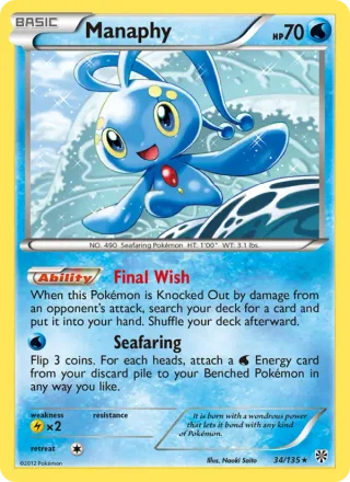 Manaphy #34 · Plasma Storm Pokémon card