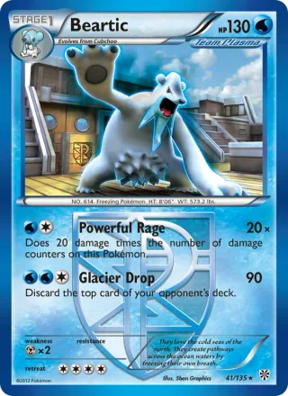 Beartic #41 · Plasma Storm Pokémon card